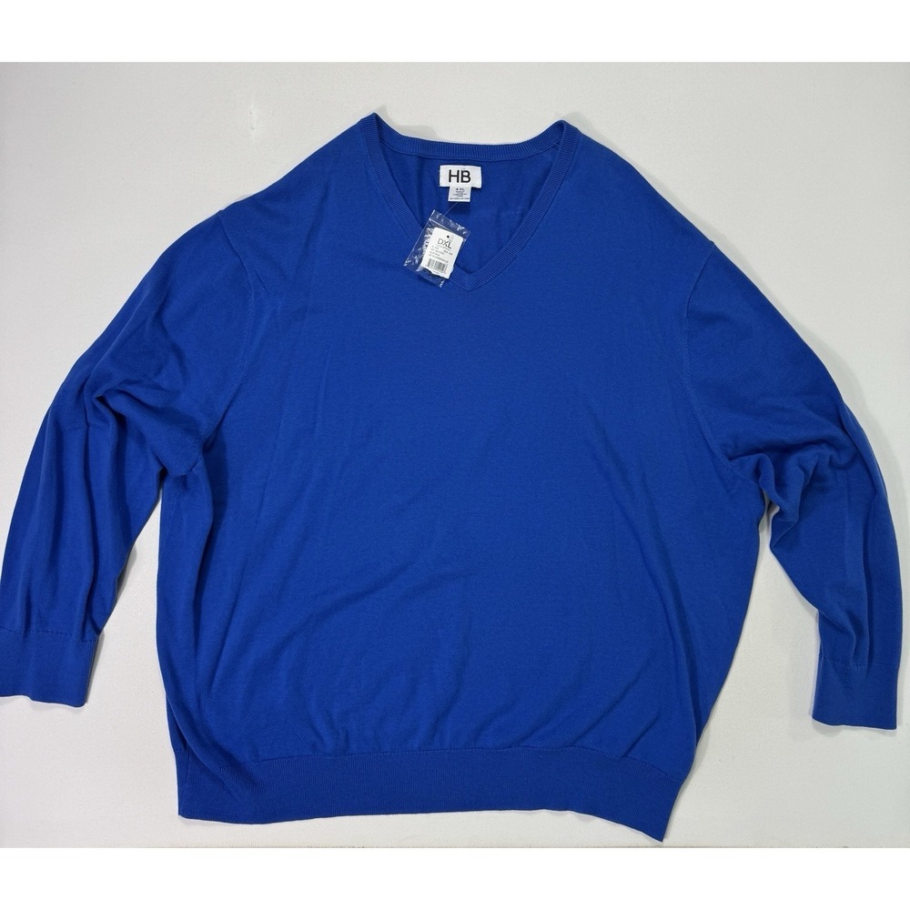 Harbor Bay Men's 4XL Blue Cotton V-Neck Sweater NWT Classic Modern Casual City